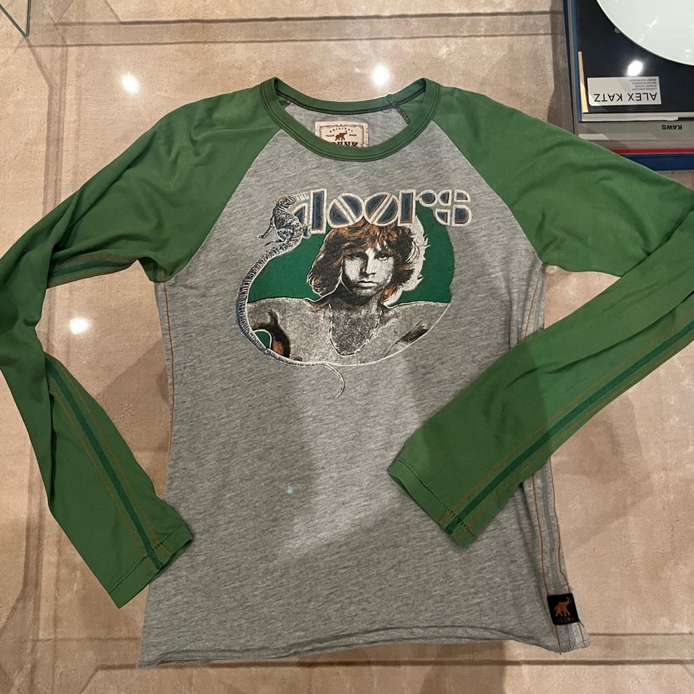 TRUNK ltd The Doors Jim Morrison Raglan Long Sleeve T-Shirt Size 2, Gray x Green